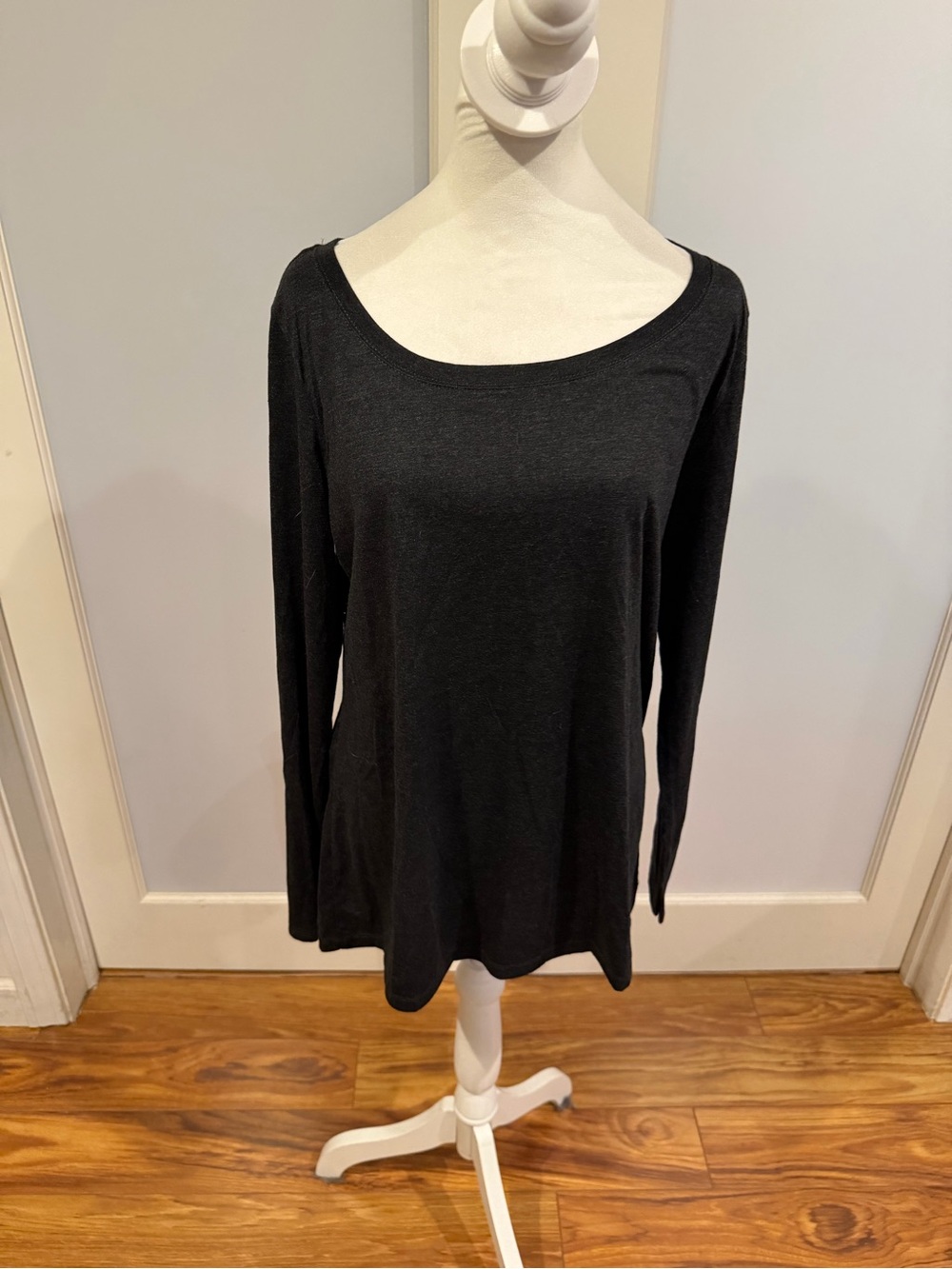 Next Level Apparel Gray Long Sleeve Scoop Neck Top